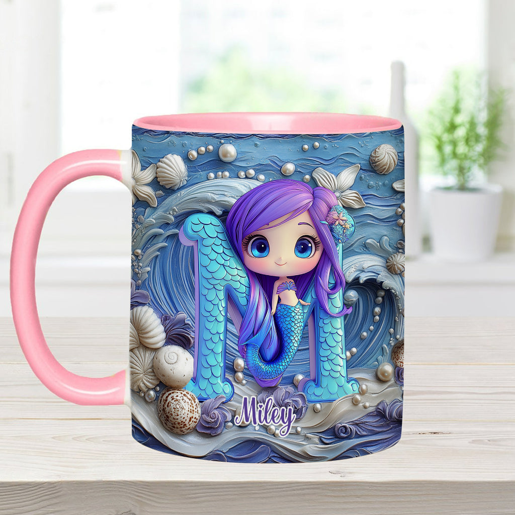 Beautiful Mermaid Letter - Personalized Kid Accent Mug