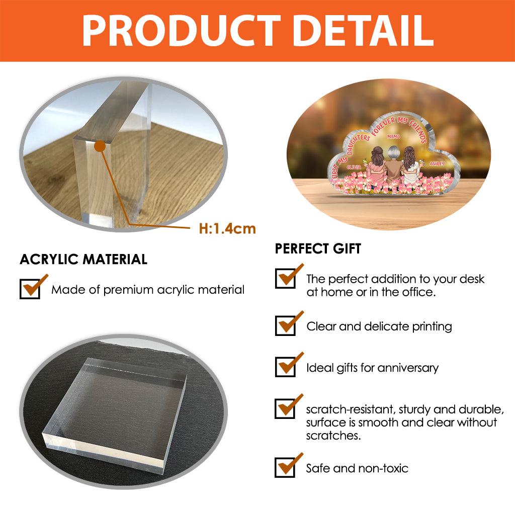 Beautiful Tulip Mother & Daughter Plaque - Personalized Mother Custom Shaped Acrylic Plaque