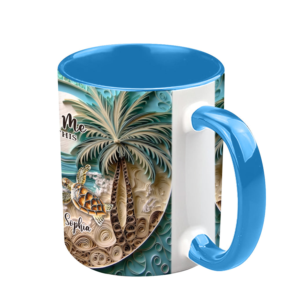 Beach Scene Turle Couple - Personalized Turtle Accent Mug