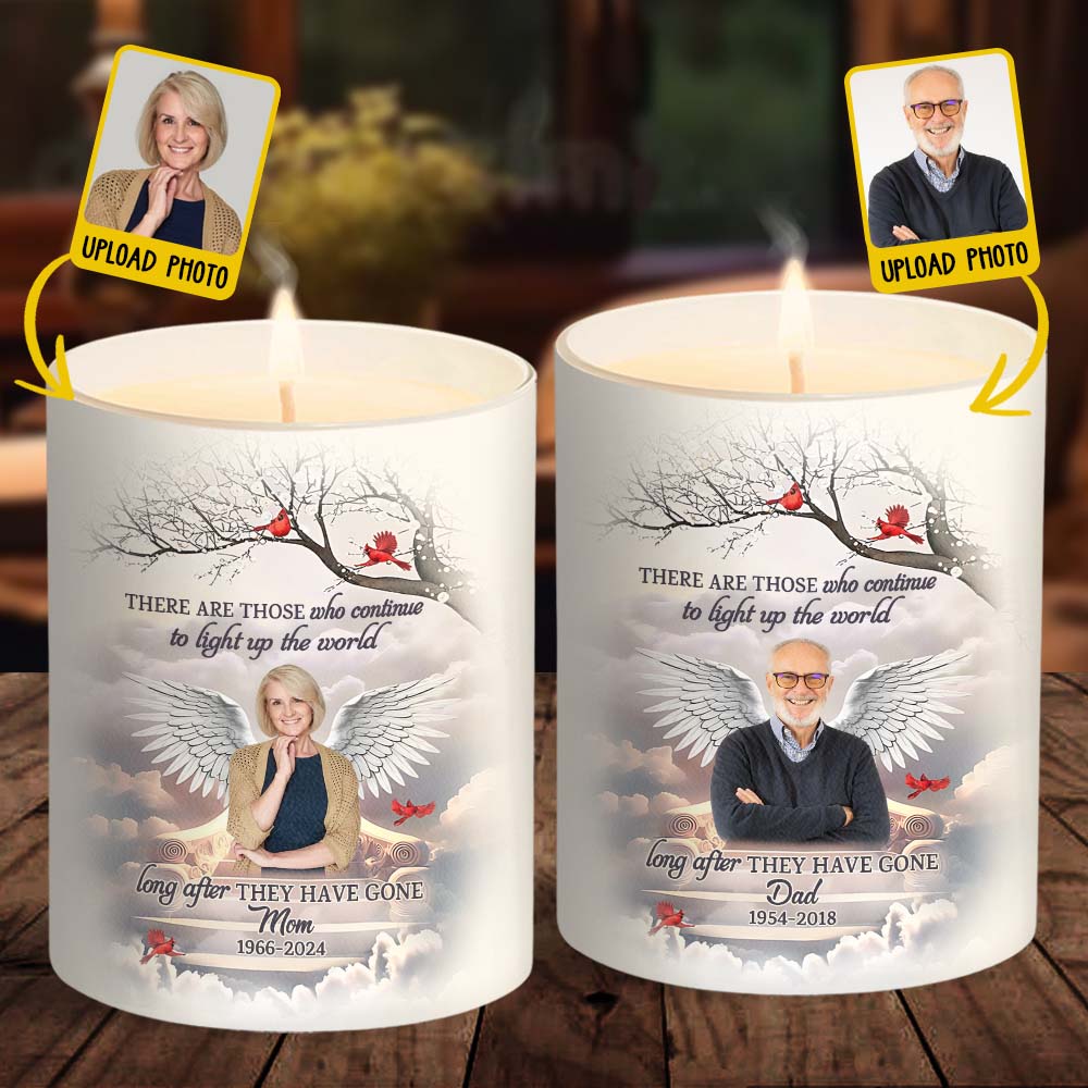 Light Up The World Sympathy Gift - Personalized Memorial Candle With Wooden Lid