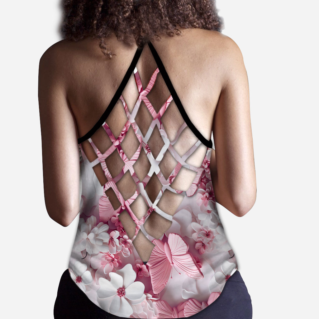 Wonderful Butterflies - Personalized Butterfly Cross Tank Top