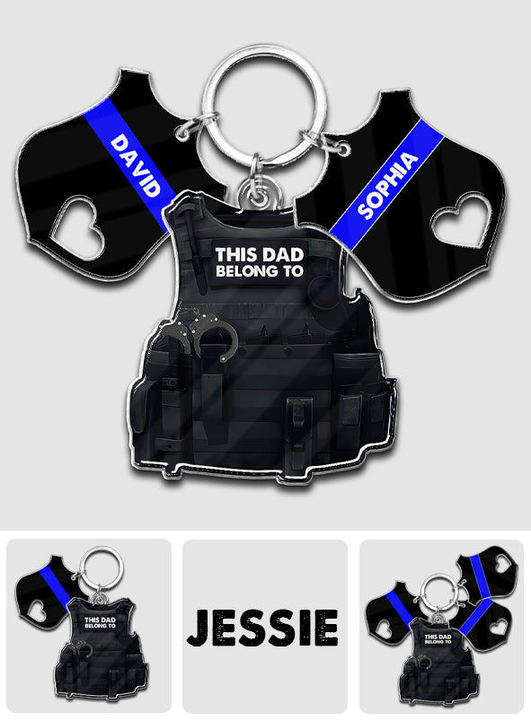 This Dad Belongs To - Personalized Police Officer Keychain with Charms