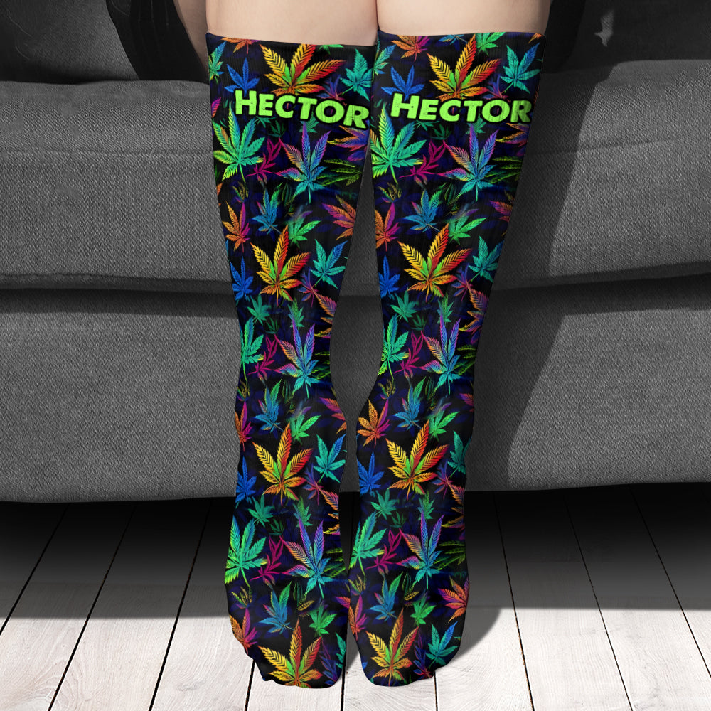 It's 420 somewhere Colorful Marijuana - Personalized Weed Socks