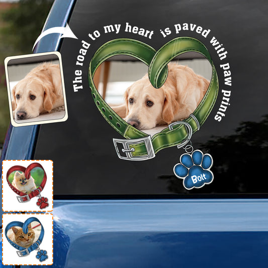 You Left Paw Prints Forever In My Heart Dog Cat Memorial - Personalized Dog Decal Full
