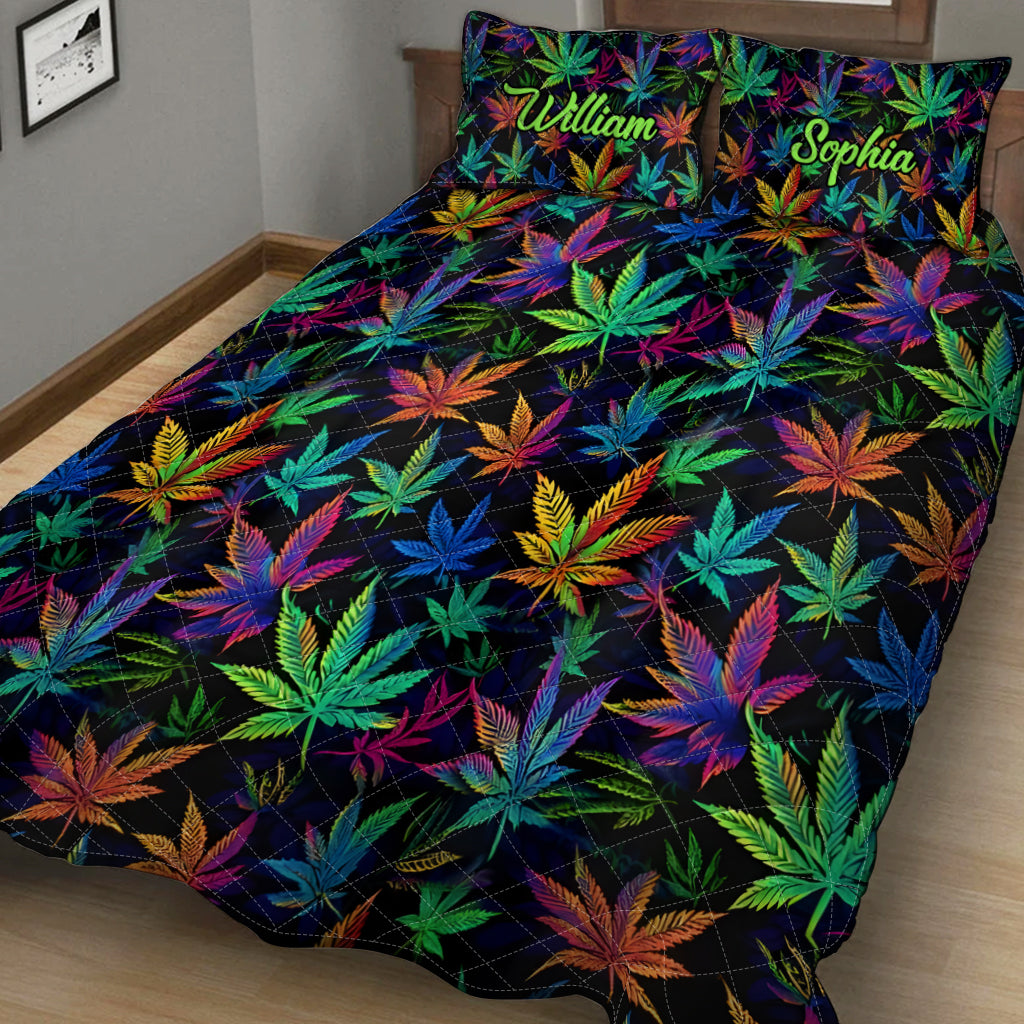 It's 420 somewhere Colorful Marijuana - Personalized Weed Quilt Set