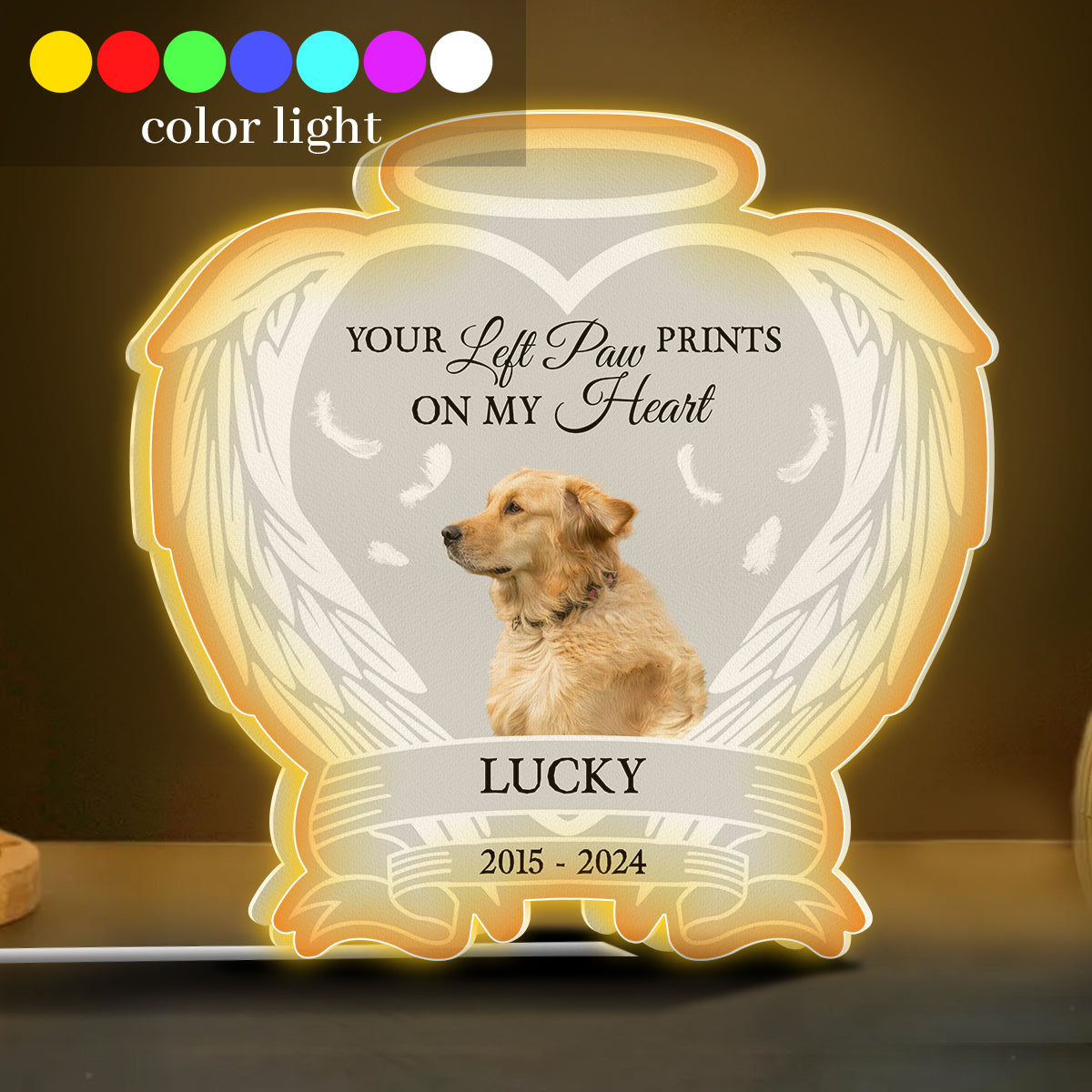 You Left Paw Prints On My Heart - Personalized Dog Photo Light Box