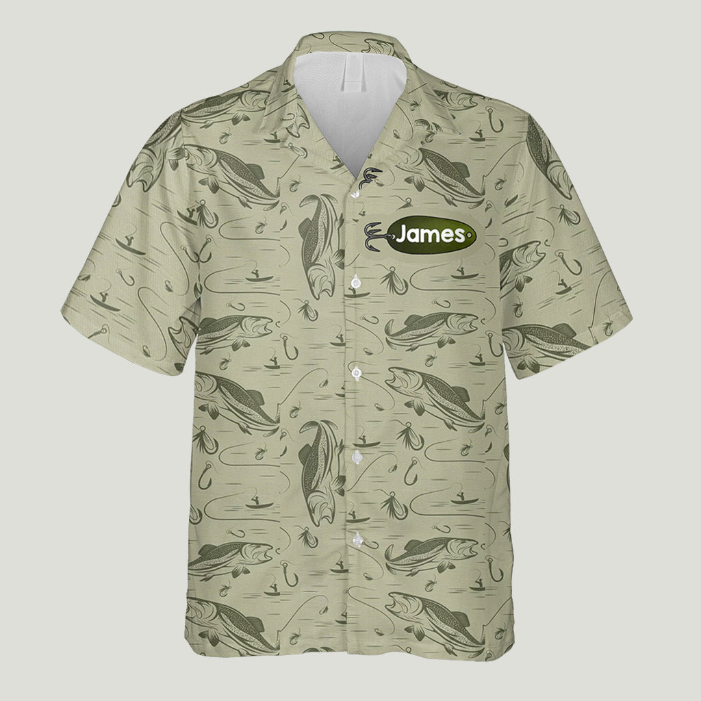 Hooked On Being Dad/ Grandpa... - Personalized Fishing Hawaiian Shirt