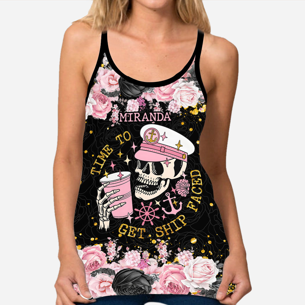 Time To Get Ship Faced - Personalized Cruising Cross Tank Top and Leggings