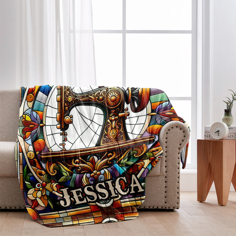 Colorful Sewing Machine - Personalized Sewing Blanket