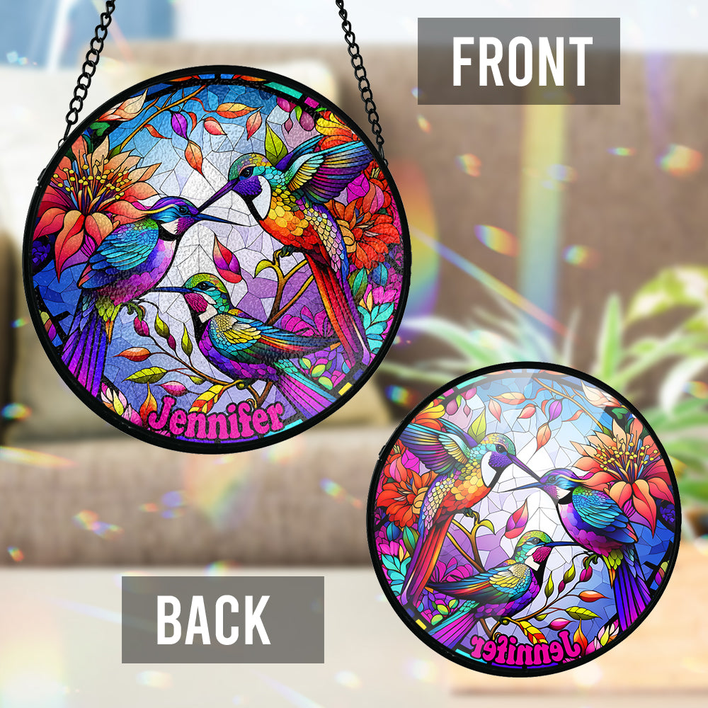 Love Hummingbirds - Personalized Hummingbird Stained Glass Suncatcher