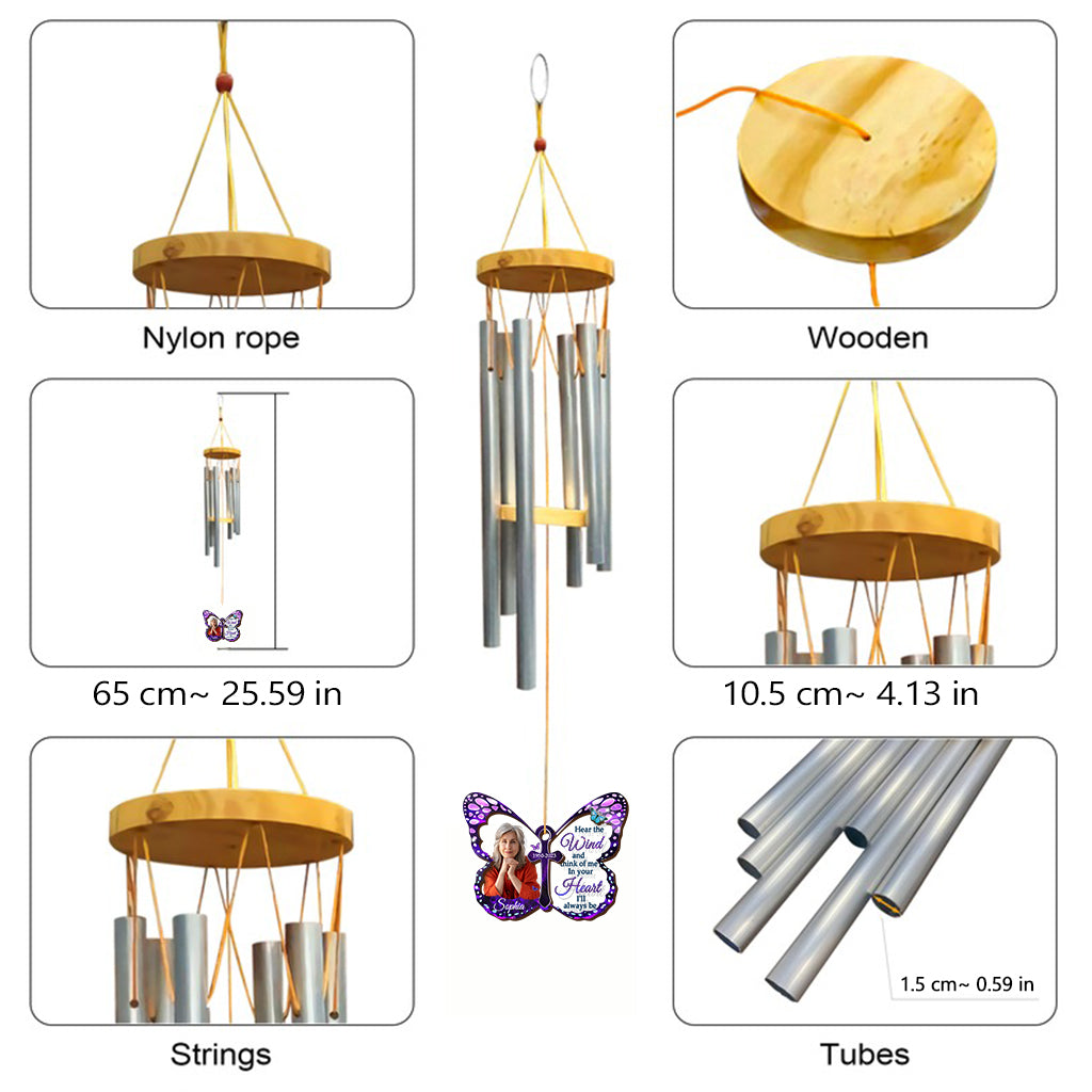 In Your Heart I'll Always Be - Personalized Memorial Wind Chime Suncatcher