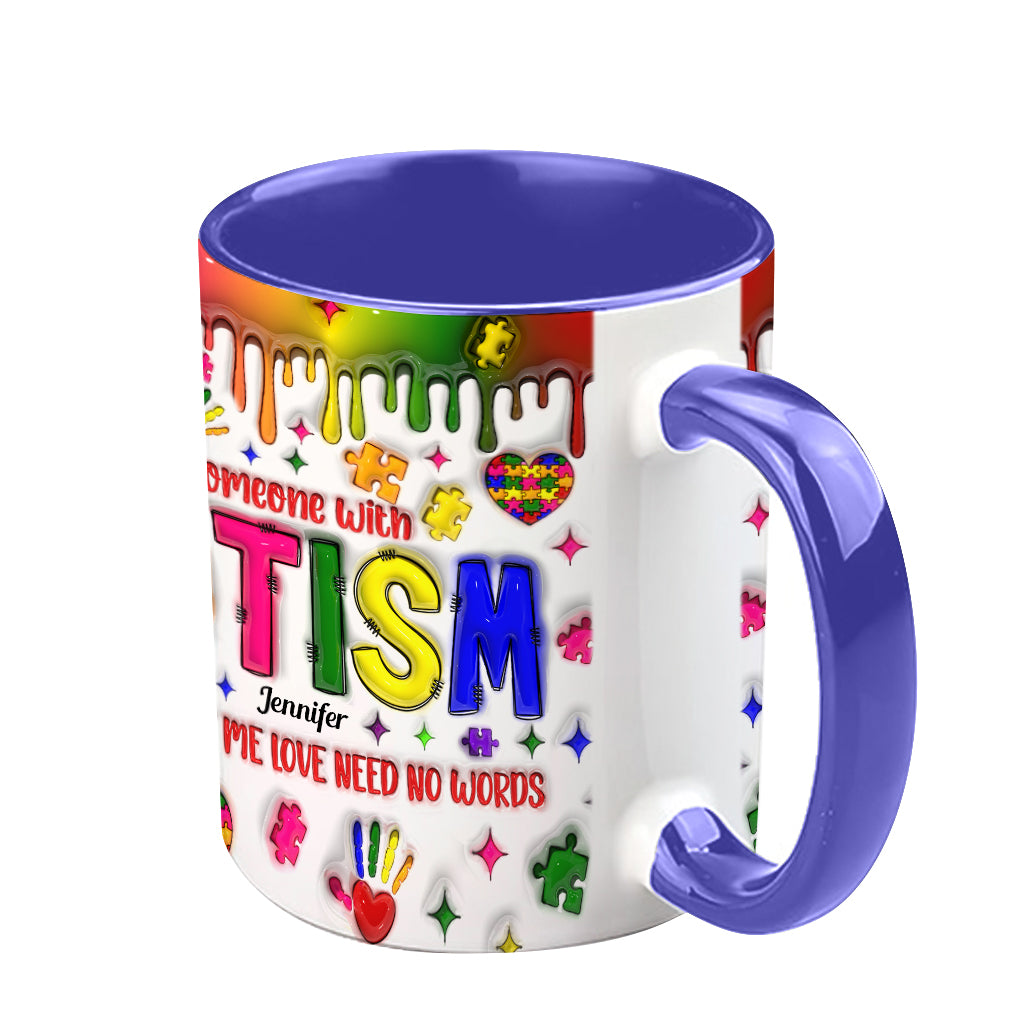 Love Need No Words - Personalized Autism Awareness Accent Mug