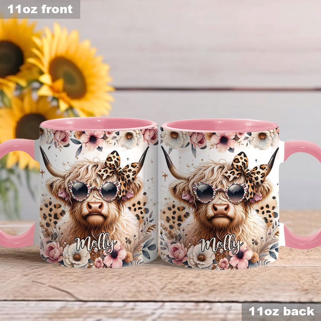 Cool Cow With Leopard Glasses - Personalized Accent Mug