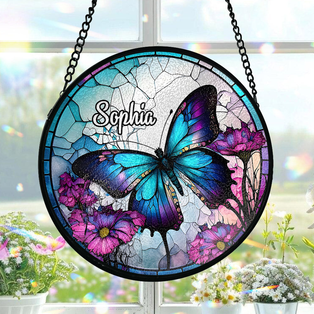 Beautiful Butterfly - Personalized Butterfly Stained Glass Suncatcher