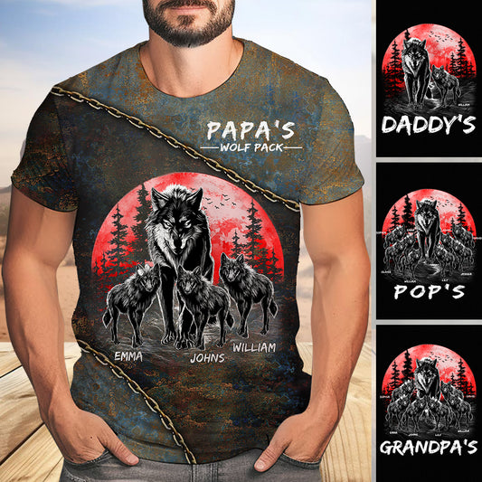Papa Wolf Pack - Personalized Father All Over Shirt