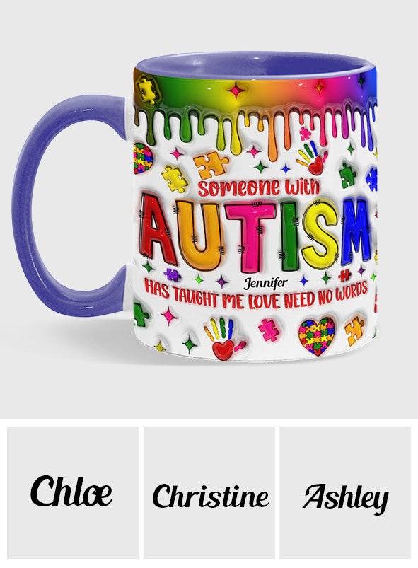 Love Need No Words - Personalized Autism Awareness Accent Mug