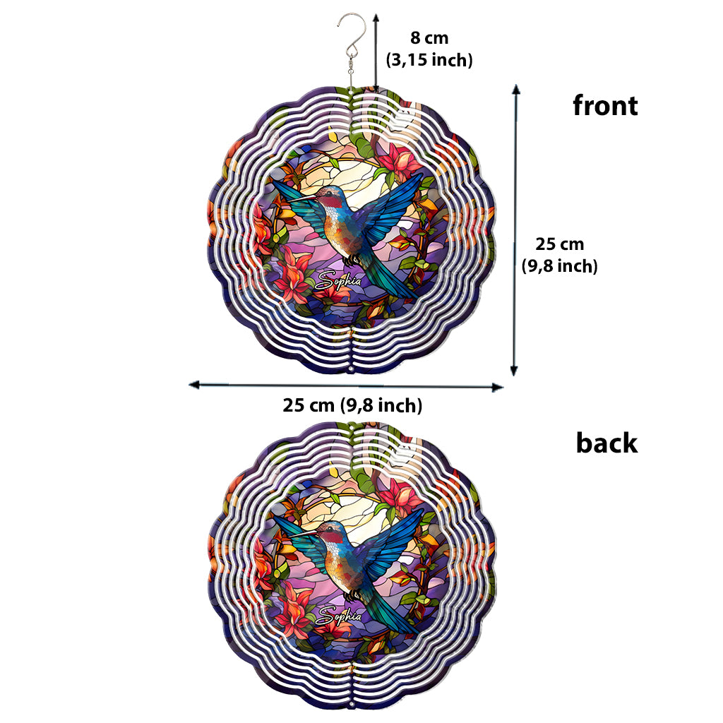 Stained Glass Hummingbird - Personalized Hummingbird Wind Spinner