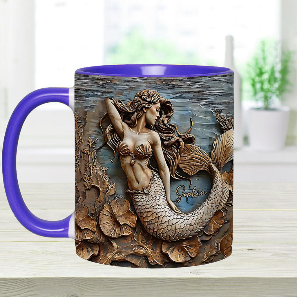 Beautiful Mermaid - Personalized Mermaid Accent Mug