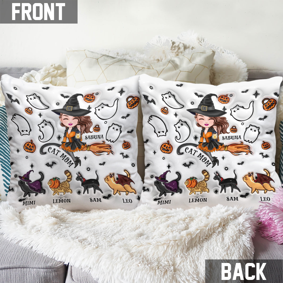 Cat Mom - Personalized Cat Throw Pillow