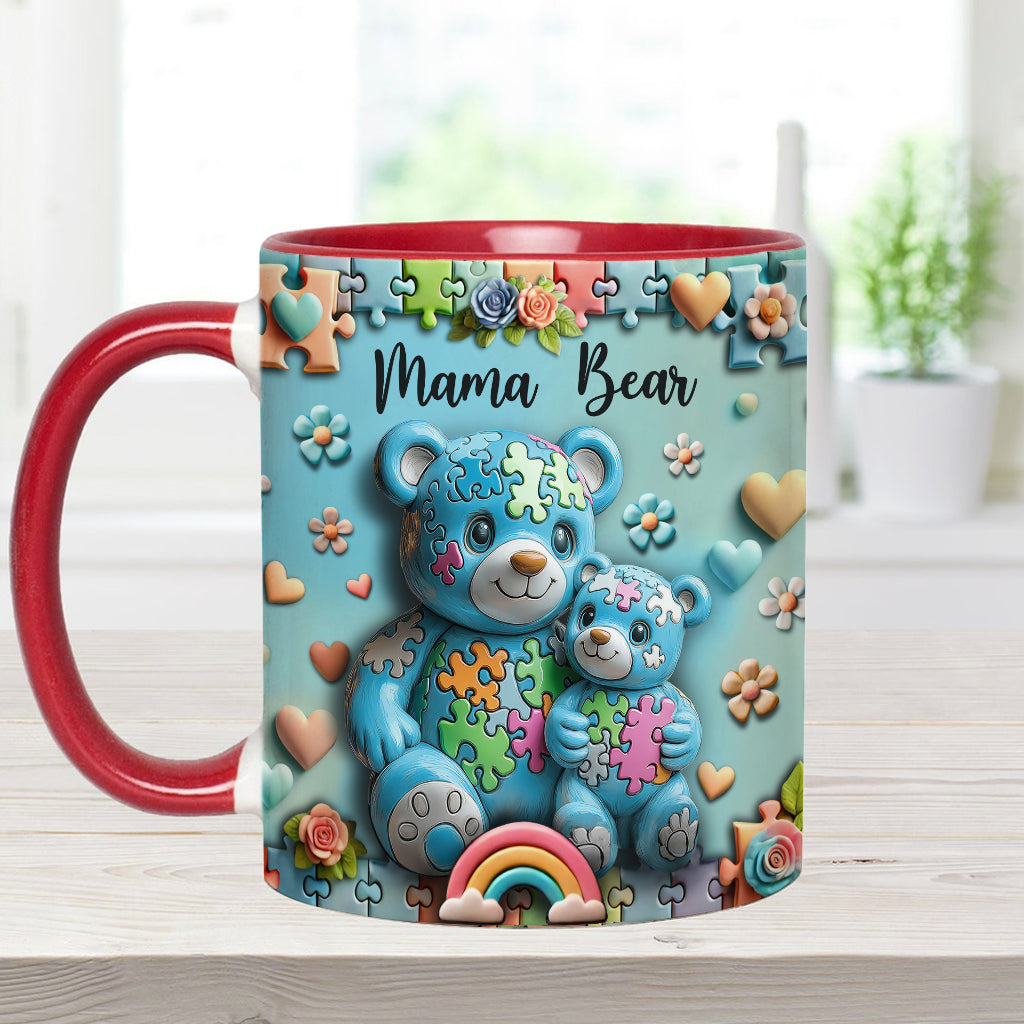 Mama Bear - Personalized Autism Awareness Accent Mug