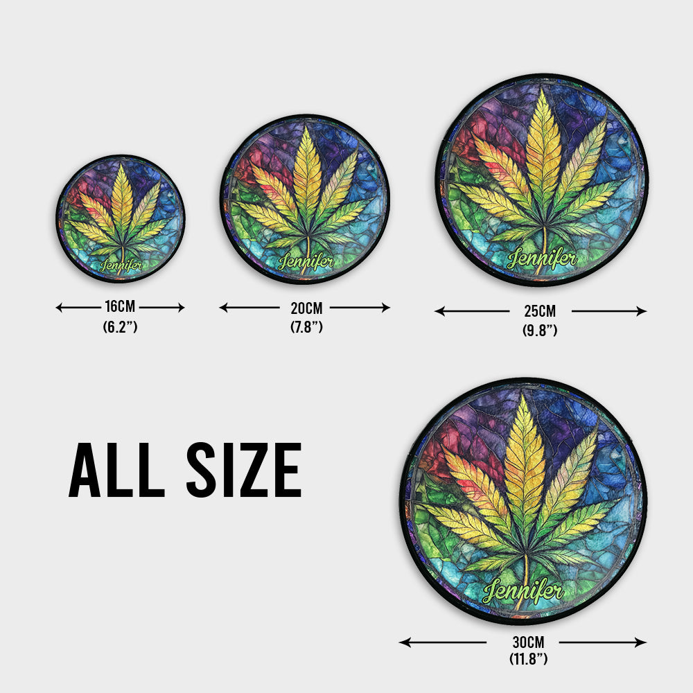 Colorful Canabis - Personalized Weed Stained Glass Suncatcher