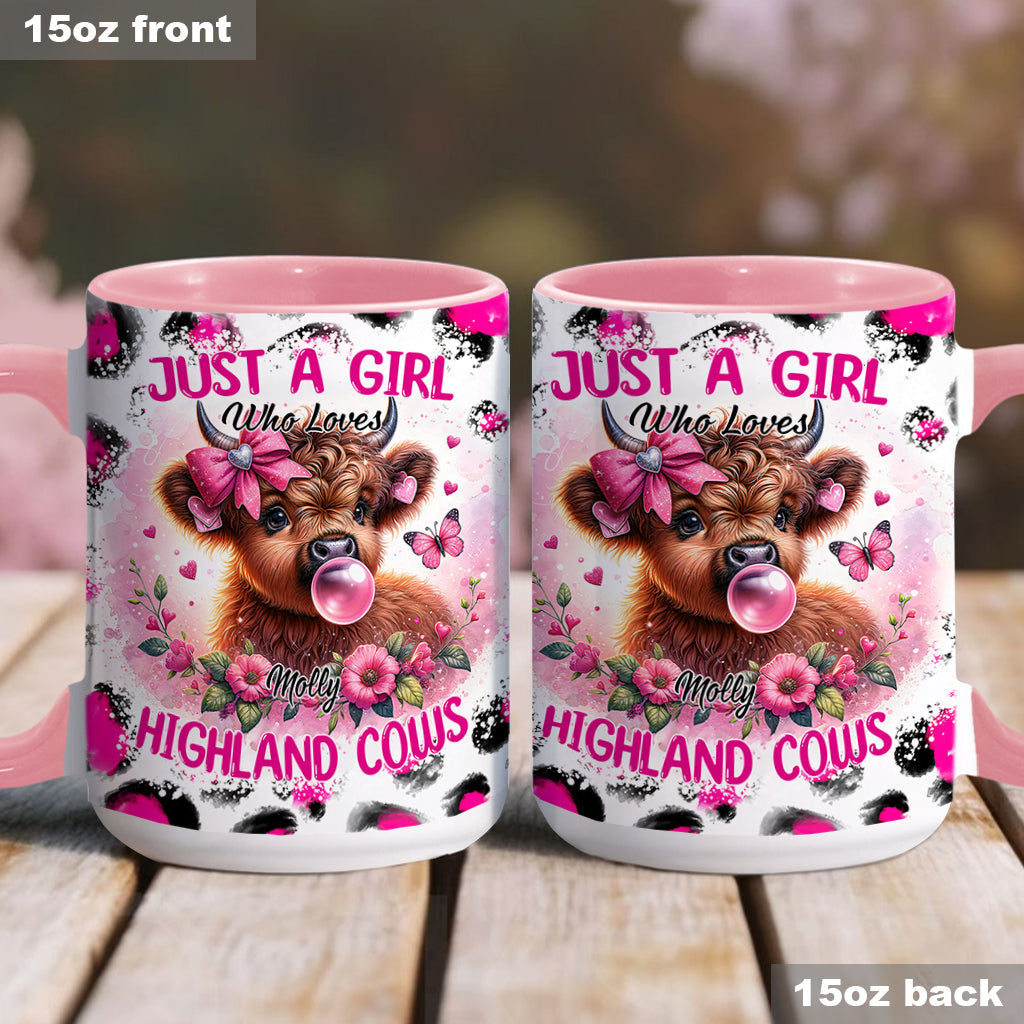Cute Pink Highland Cow - Personalized Accent Mug