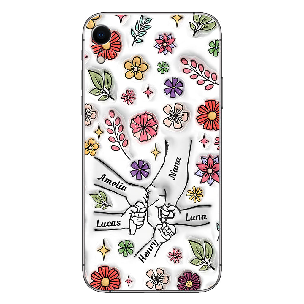 Spring Flower Holding Hands Nana Mom - Personalized Grandma Phone Case