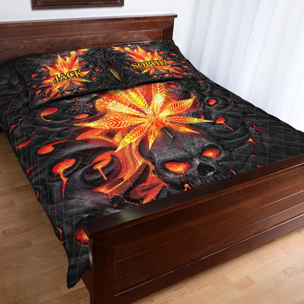 420 Lava Skull - Personalized Weed Quilt Set