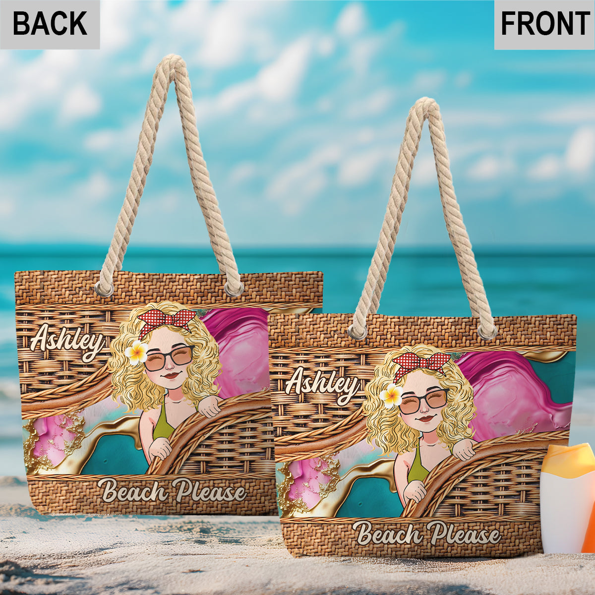 Beach Please - Personalized Sea Lover Beach Bag
