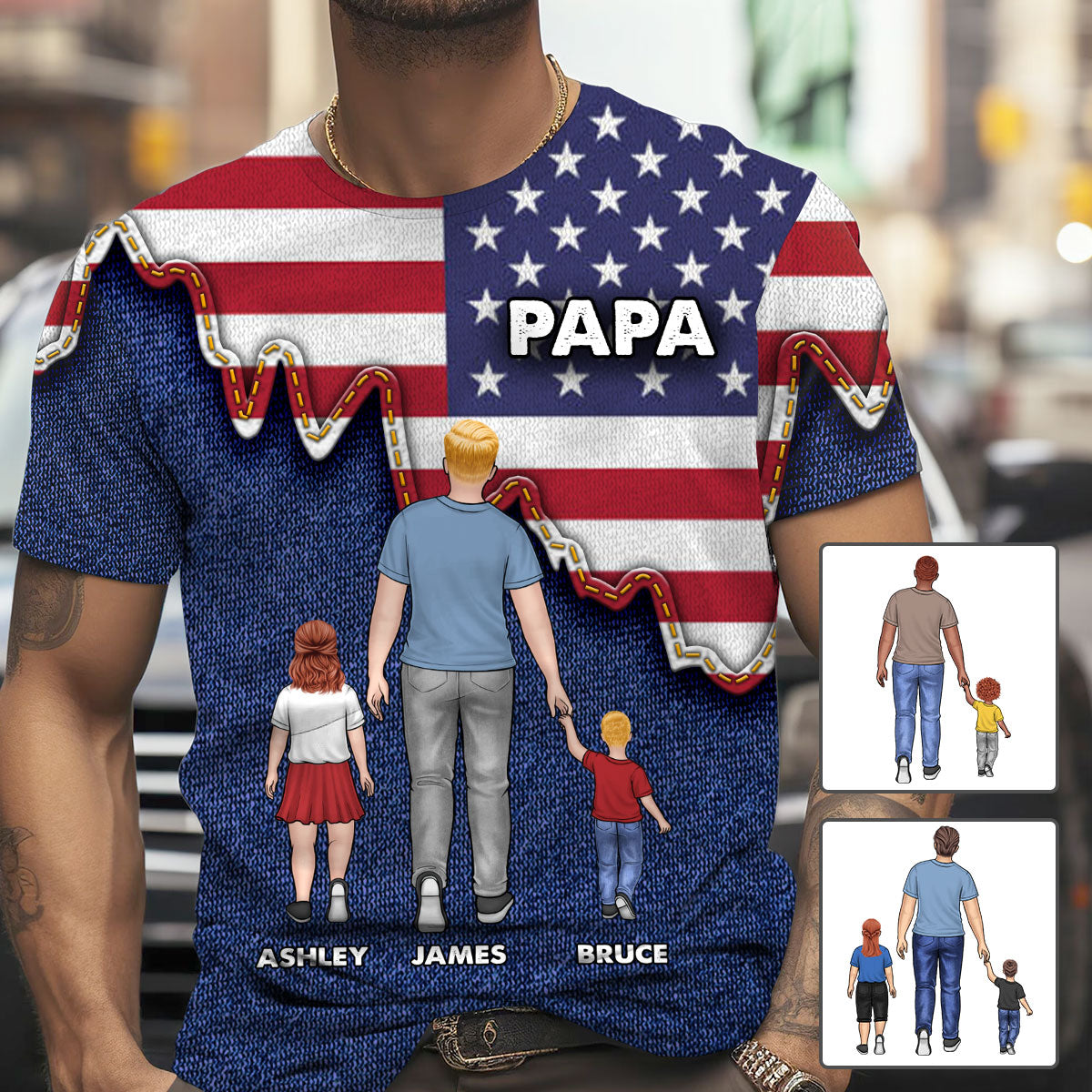 Papa American Flag - Personalized Grandpa All Over Shirt