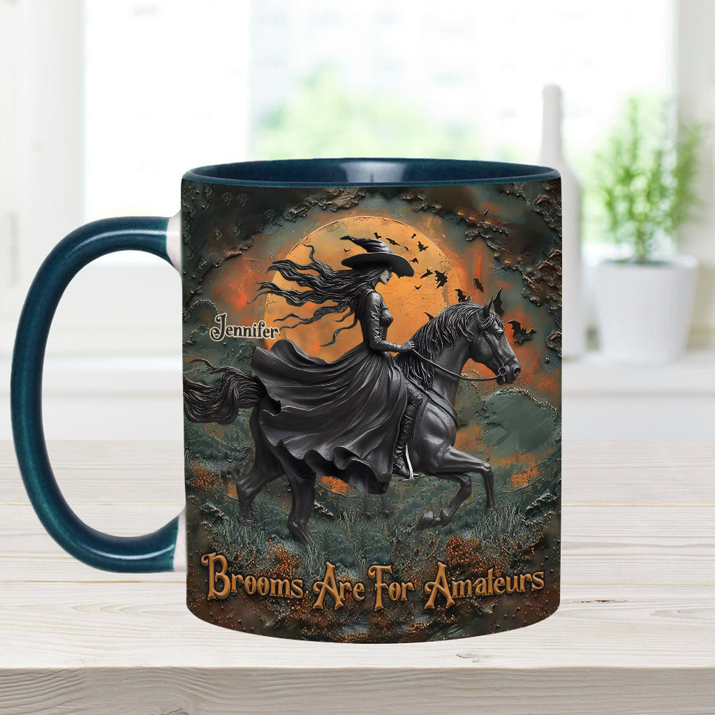 Brooms Are For Amateurs - Personalized Horse Accent Mug