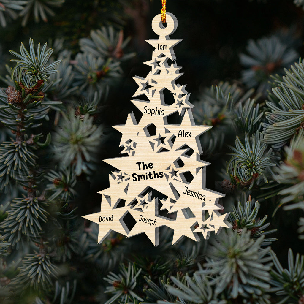 Star Christmas Tree Family Custom Names - Personalized Family Ornament