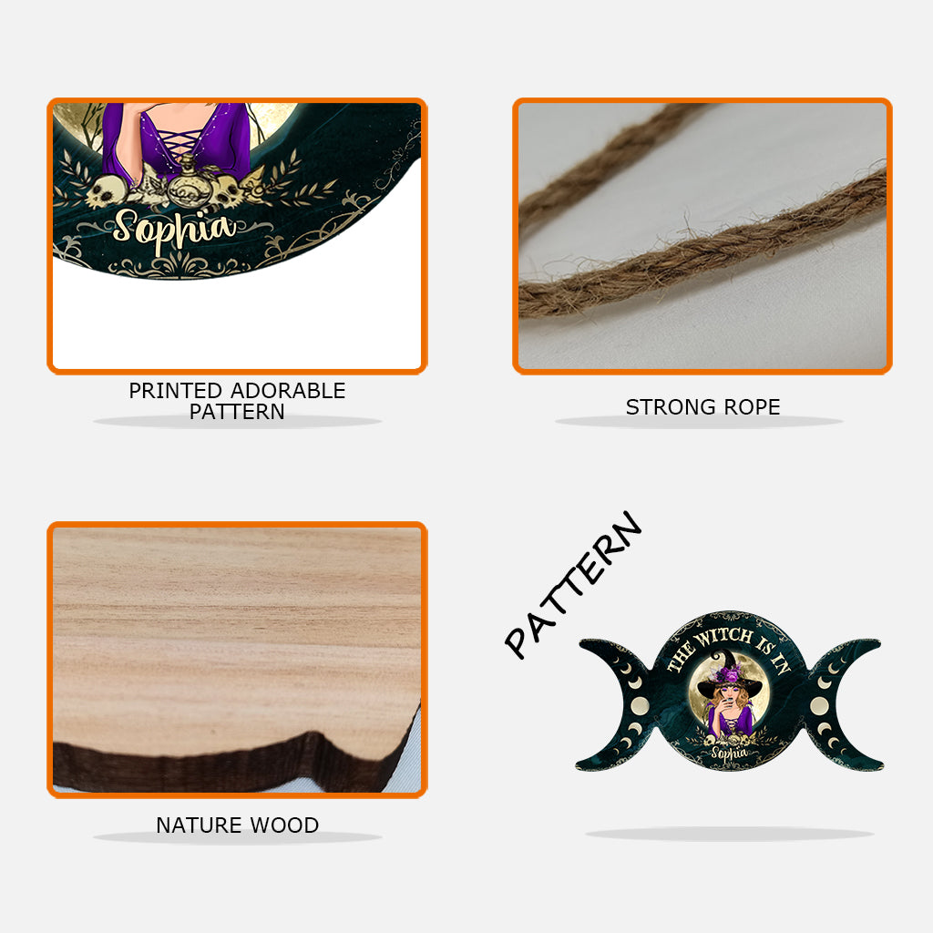 Triple Moon - Personalized Witch Custom Shaped Wood Sign