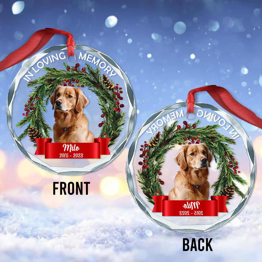 In Loving Memory Of - Personalized Dog Round Shaped Glass Ornament
