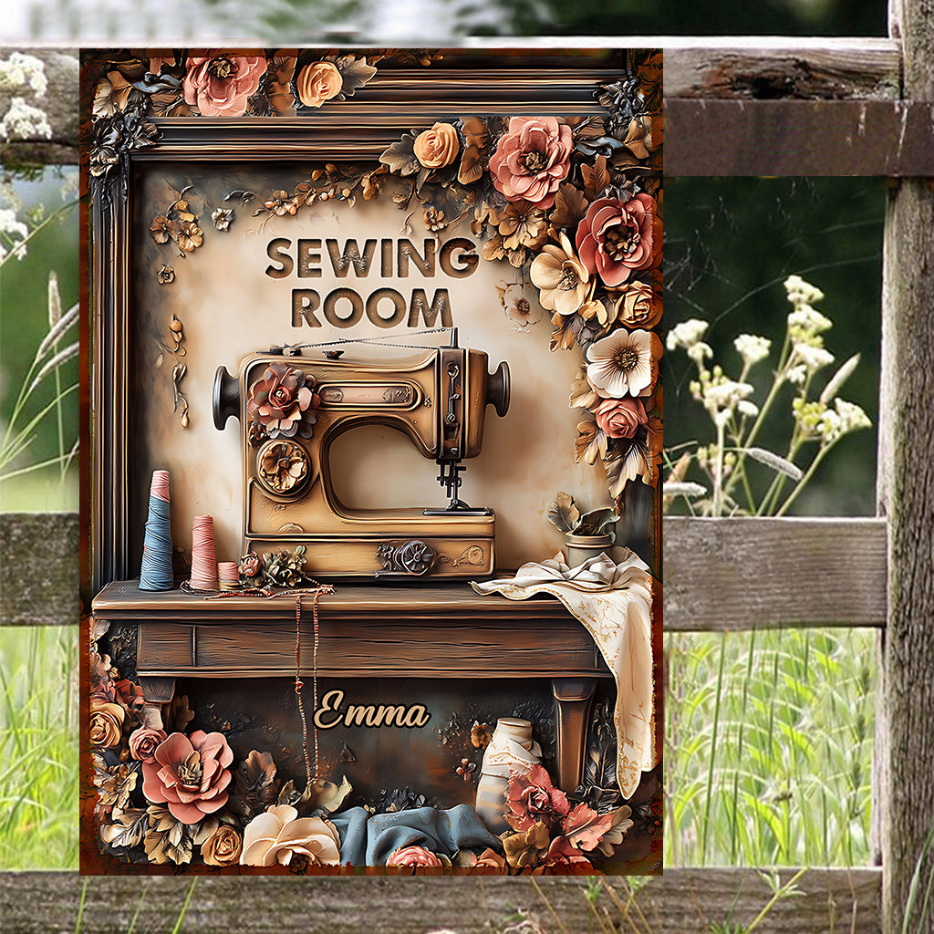 My Sewing Room - Personalized Sewing Rectangle Metal Sign