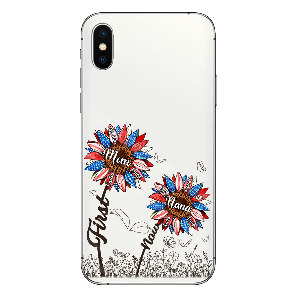 First Mom Now Grandma Sunflower Version - Personalized Grandma Clear Phone Case