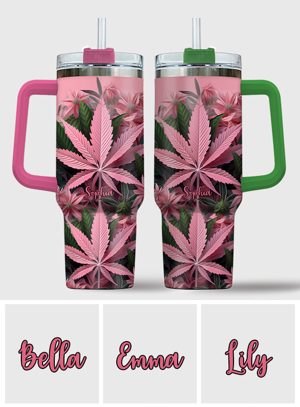 Pink Stoner Chick - Personalized Weed Tumbler With Handle