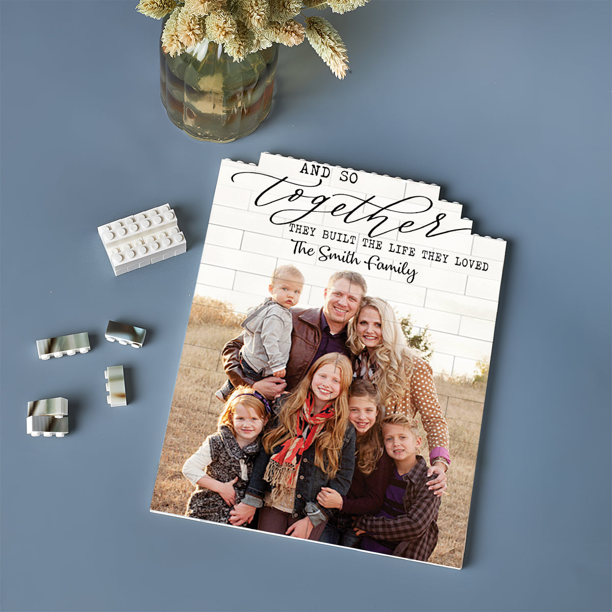 And So Together They Built The Life They Loved - Personalized Family One-sided Vertical Rectangle Building Brick Blocks