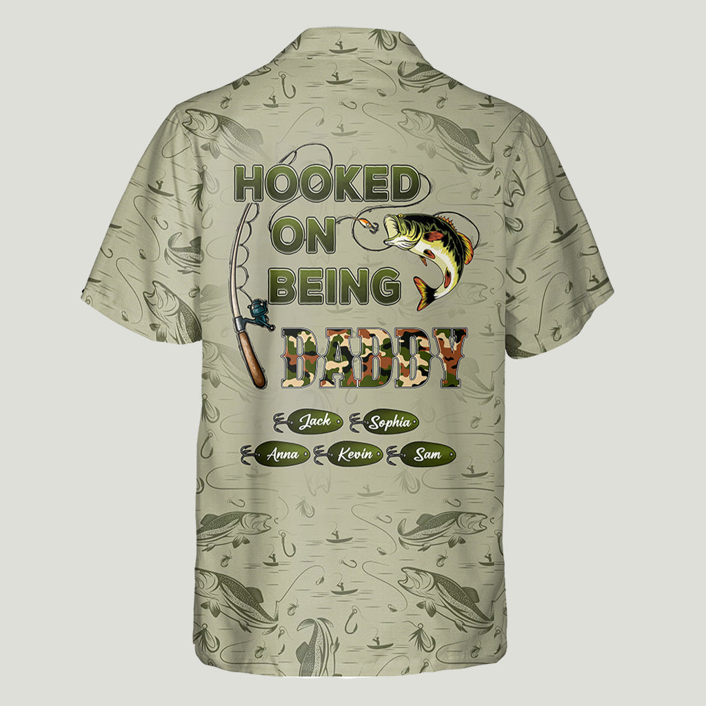 Hooked On Being Dad/ Grandpa... - Personalized Fishing Hawaiian Shirt