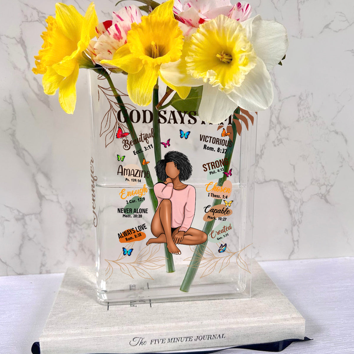 God Says You Are - Personalized African American Book Vase