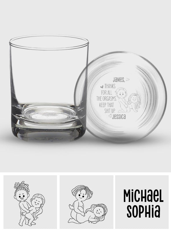 Thanks For Alls Orgasm - Personalized Couple Engraved Whiskey Glass
