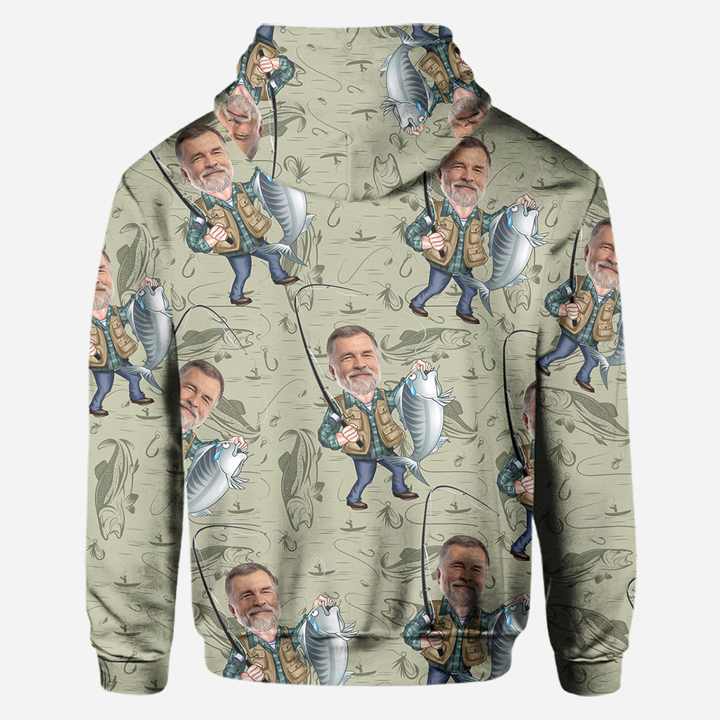 Funny Caricature Face - Personalized Fishing All Over Shirt