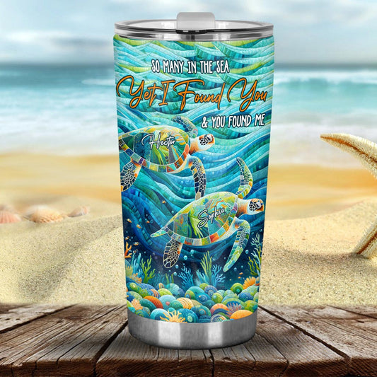 You & Me And The Sea - Personalized Turtle Tumbler