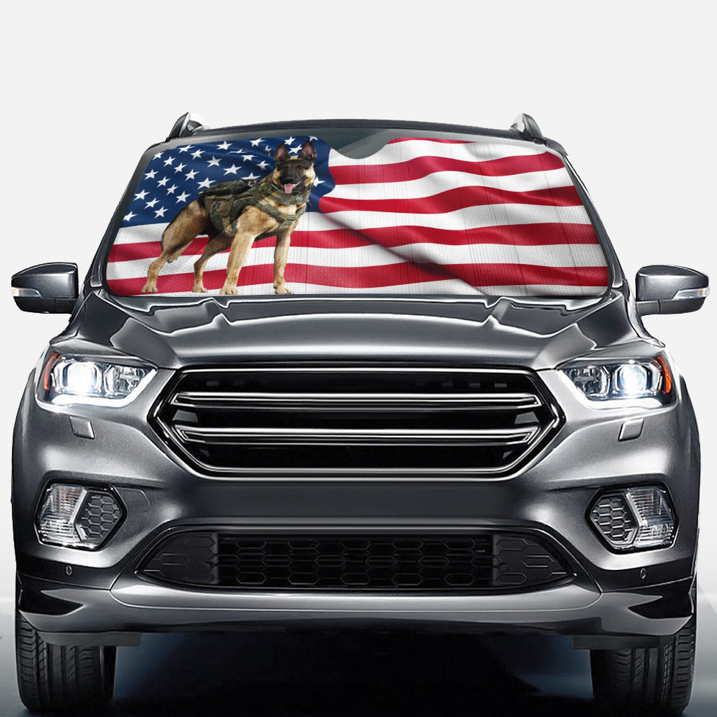 Back The Blue K9 - Personalized Police Officer Car Sunshade