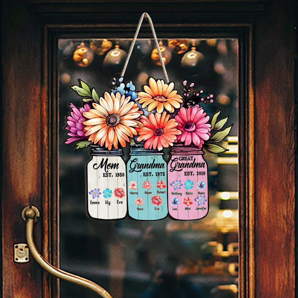 Mom Grandma Great Grandma - Personalized Grandma Custom Shaped Wood Sign