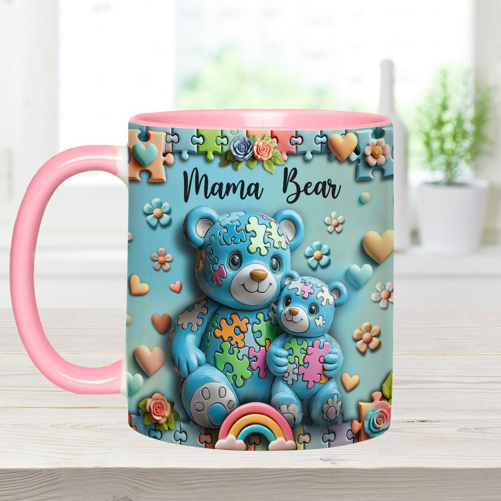Mama Bear - Personalized Autism Awareness Accent Mug