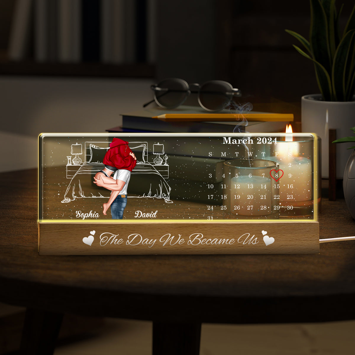 The Day We Became Us - Personalized Couple Custom LED Night Light