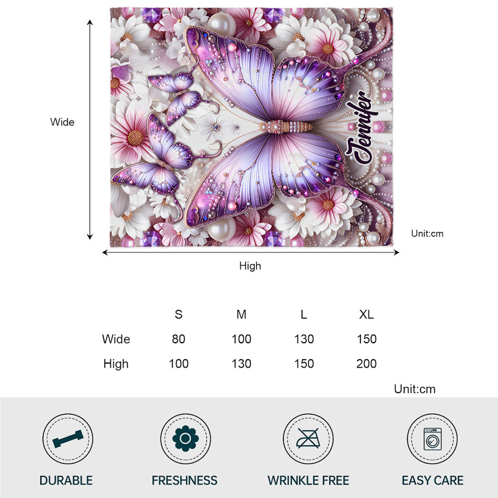 Purple Butterflies - Personalized Butterfly Blanket