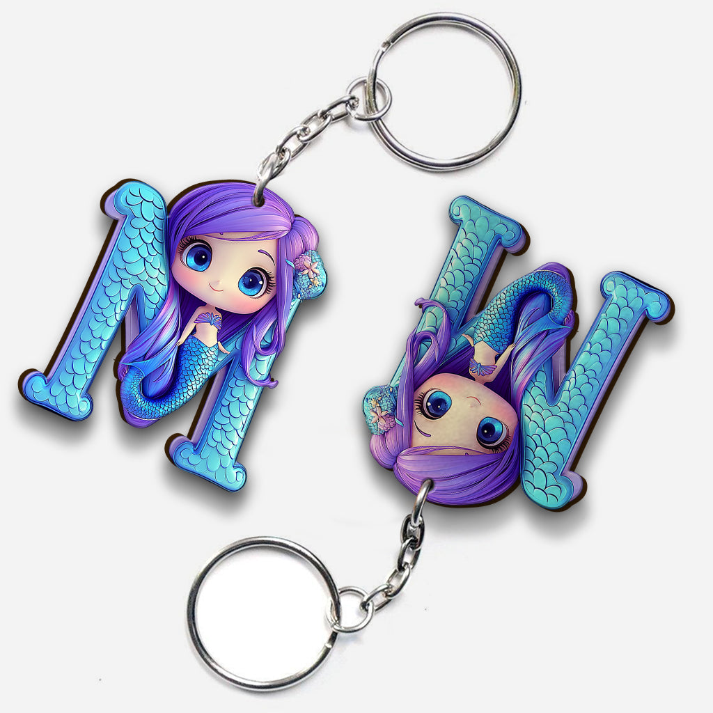 Beautiful Mermaid Letter - Personalized Kid Keychain