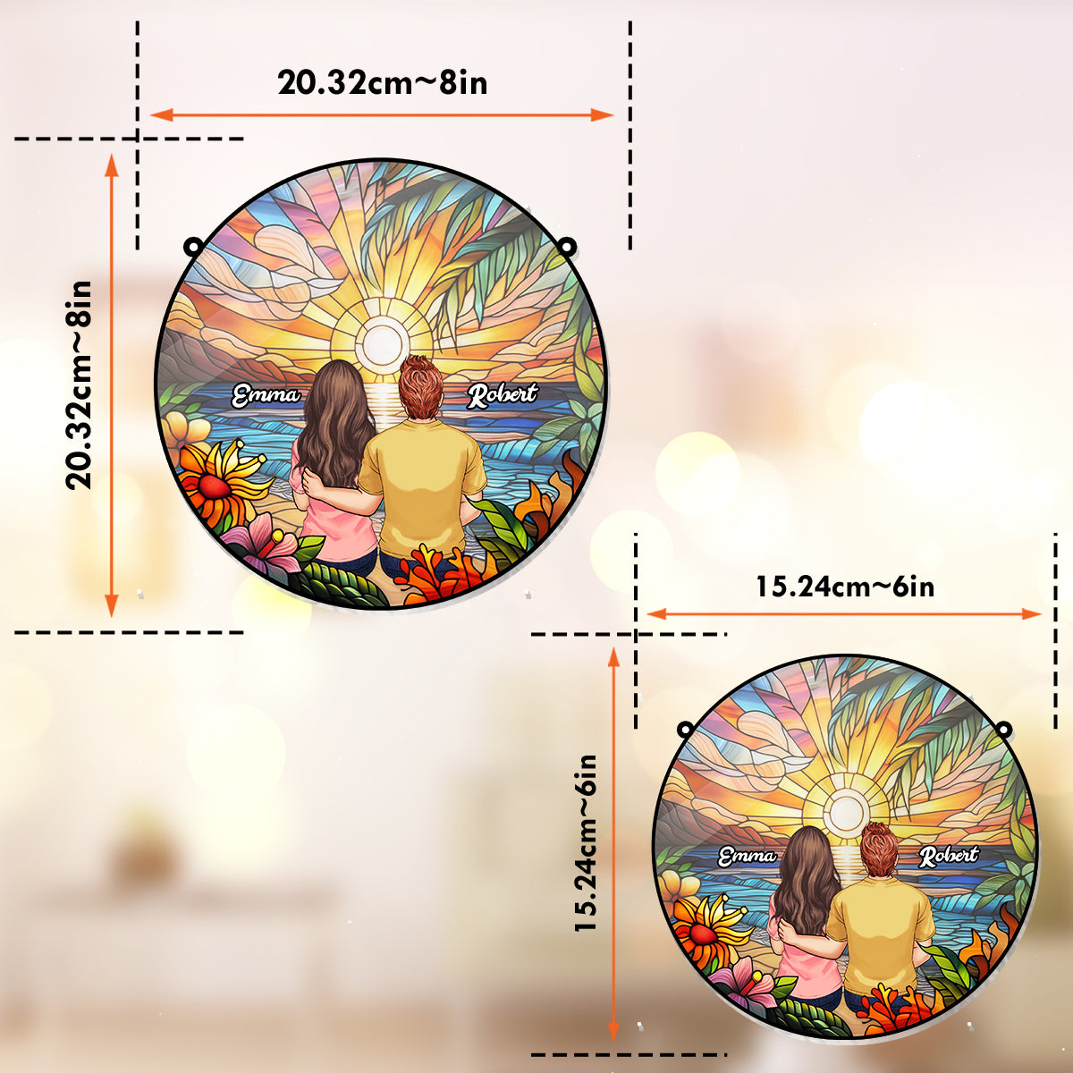 I Love You - Personalized Couple Window Hanging Suncatcher Ornament